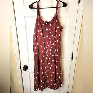 Torrid maroon polka dot Challis midi dress. Size 2.